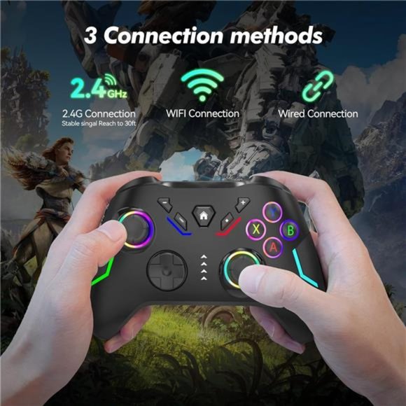 Wireless Gaming Controller w/ Dual Vibration, 2 Customized Key, Turbon Function - Picture 2 of 6